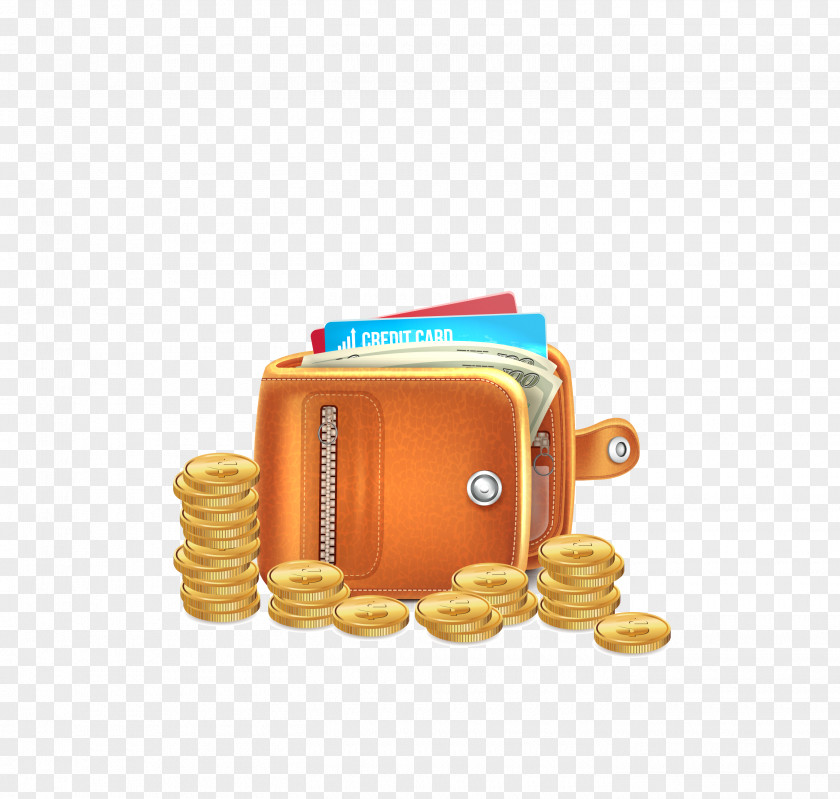 Vector Gold Wallet Coin Bank Card Stock Photography Royalty-free Leather PNG