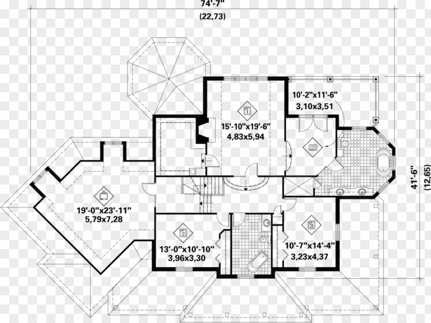 European Style Square Floor Plan Technical Drawing PNG