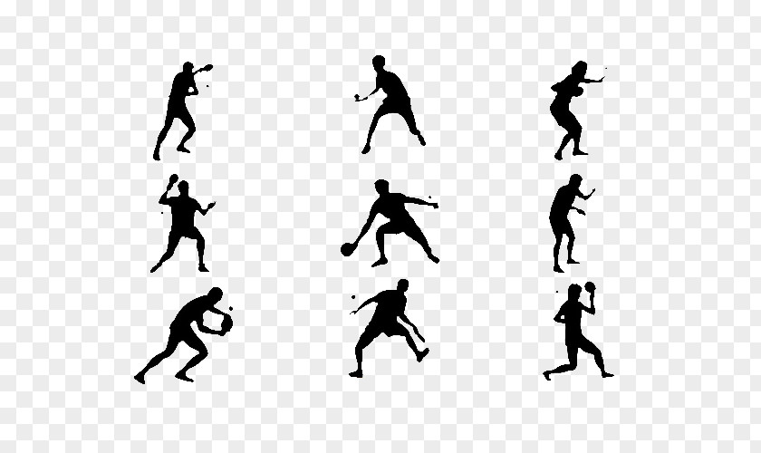 Playing A Variety Of Postures In Table Tennis Play Silhouette PNG