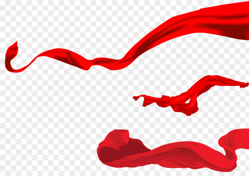 Red Fly Color Streamers Ribbon Silk Clip Art PNG