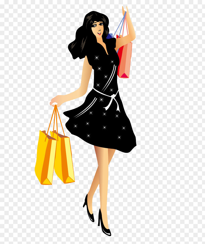 Shopping Women Bag Woman Illustration PNG
