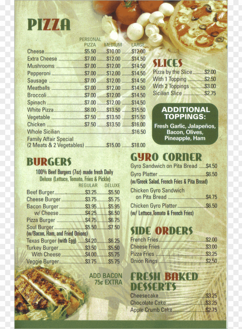 Pizza Food Menu PNG