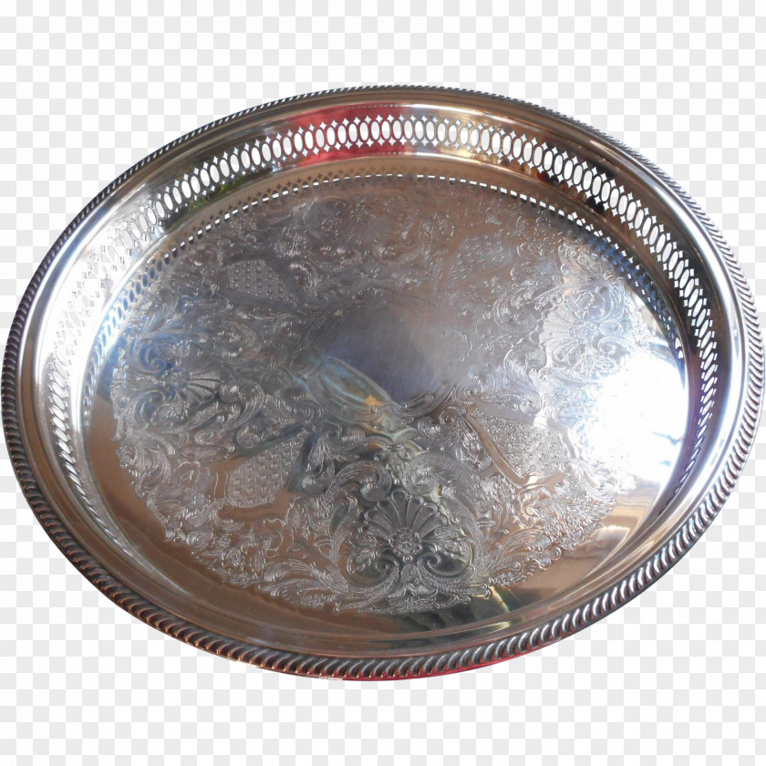 Silver Platter Tray Lazy Susan Plate PNG