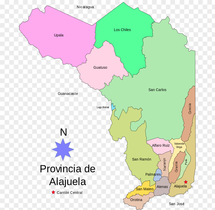 Costa Rica Map Alajuela Provinces Of Poás Volcano San Carlos Alajuelita PNG