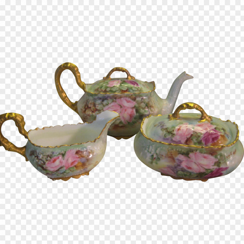 Tea Set Limoges Teapot Victorian Era PNG