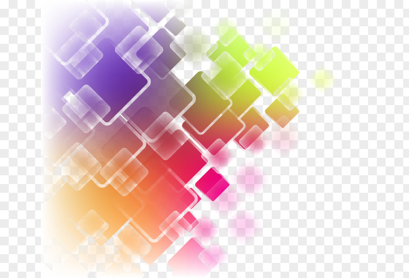 Colorful Abstract Geometric Squares Curve Art Clip PNG