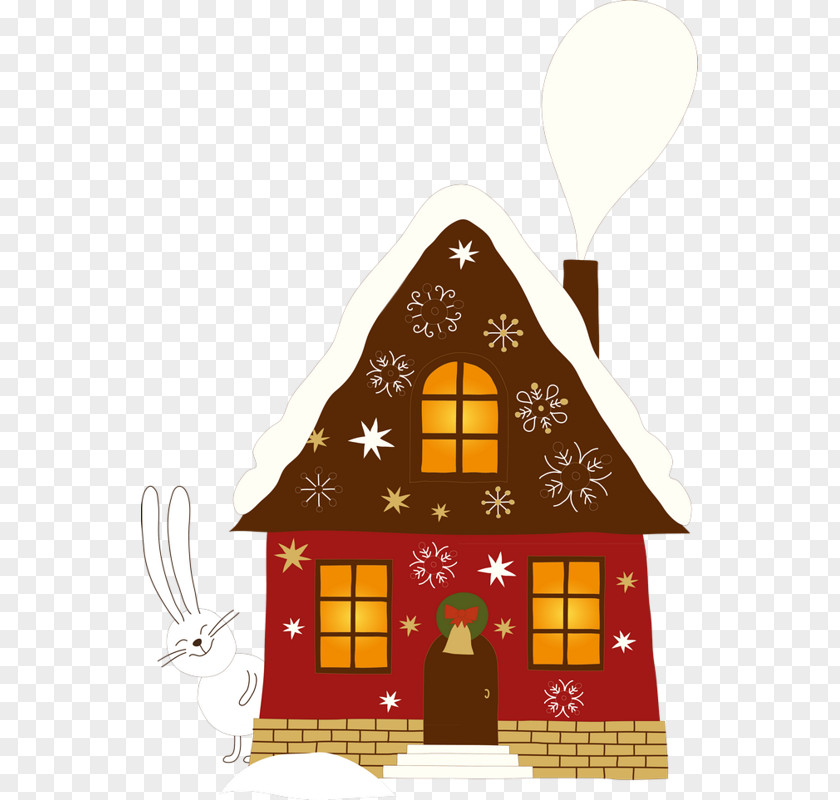 Rabbit And House Gingerbread Candy Cane Christmas Clip Art PNG