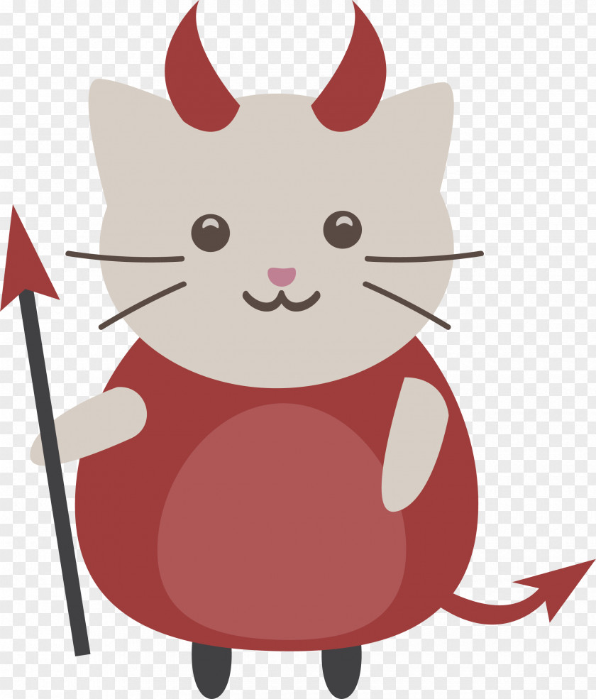 Red Devil Cat Black Whiskers Halloween Euclidean Vector PNG