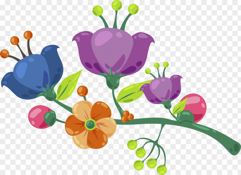 Beautifully Decorated Floral Watercolor Design Purple Petal Illustration PNG