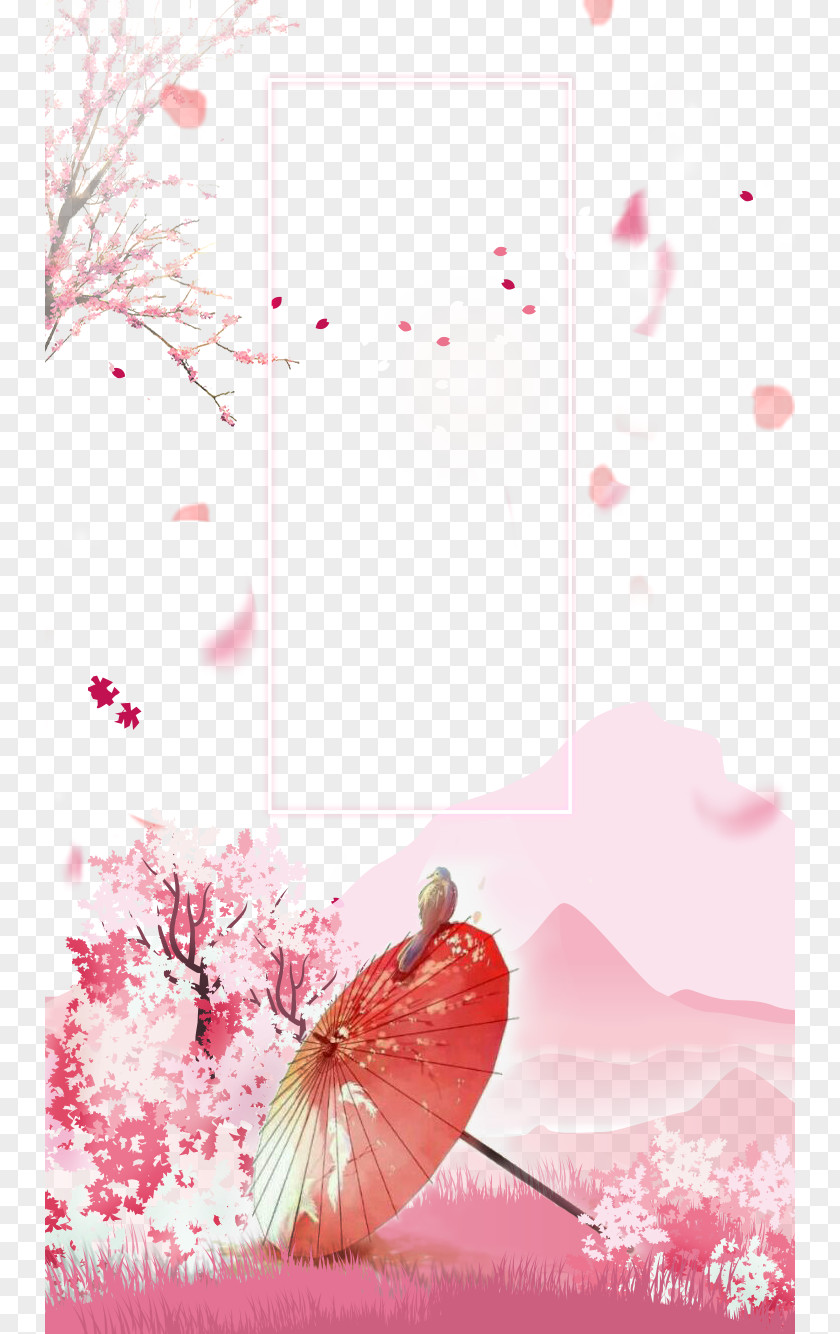 Cherry Umbrella Paper Blossom Pink Wallpaper PNG