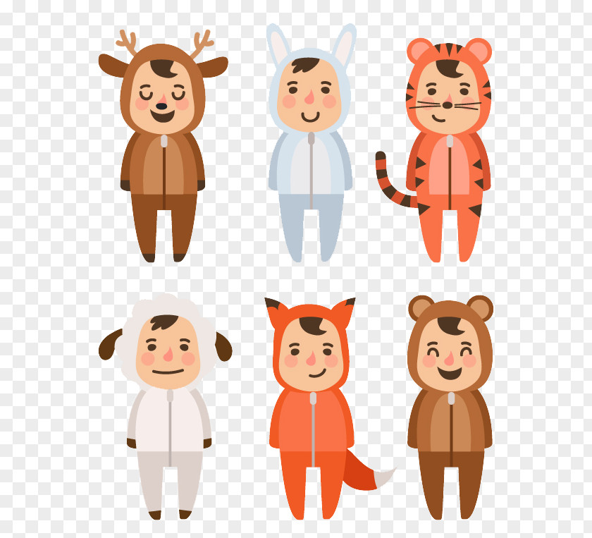 6 Children Wearing Animal Dress Vector Material Euclidean Costume Vecteur PNG