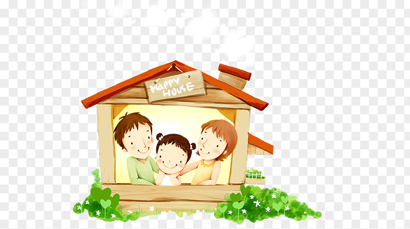 A Happy Family Child Cartoon Illustration PNG