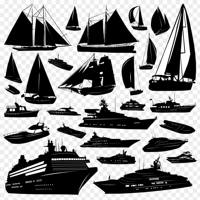 Boat Sailing Ship Silhouette PNG