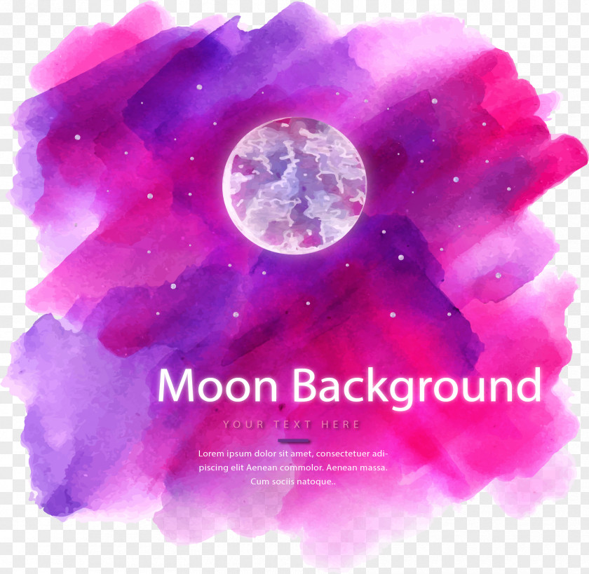 Dream Purple Moonlight Watercolor Painting PNG
