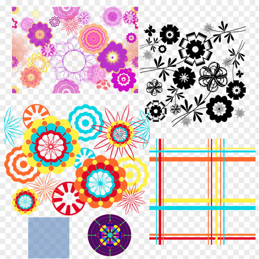 Page Flip Floral Design Ink Flower Pattern PNG