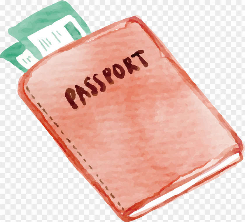 Hand-painted Pink Passport Watercolor Painting Baggage Travel PNG