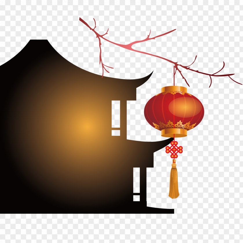 Chinese New Year Lanterns And Traditional Architecture Graphic Design Text Illustration PNG