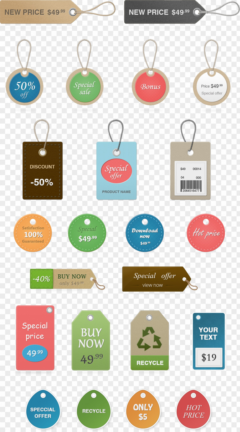 Colorful Labels Price Tag PNG