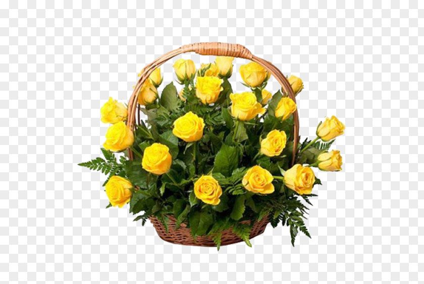 Yellow Rose Garden Roses Basket Flower Bouquet PNG