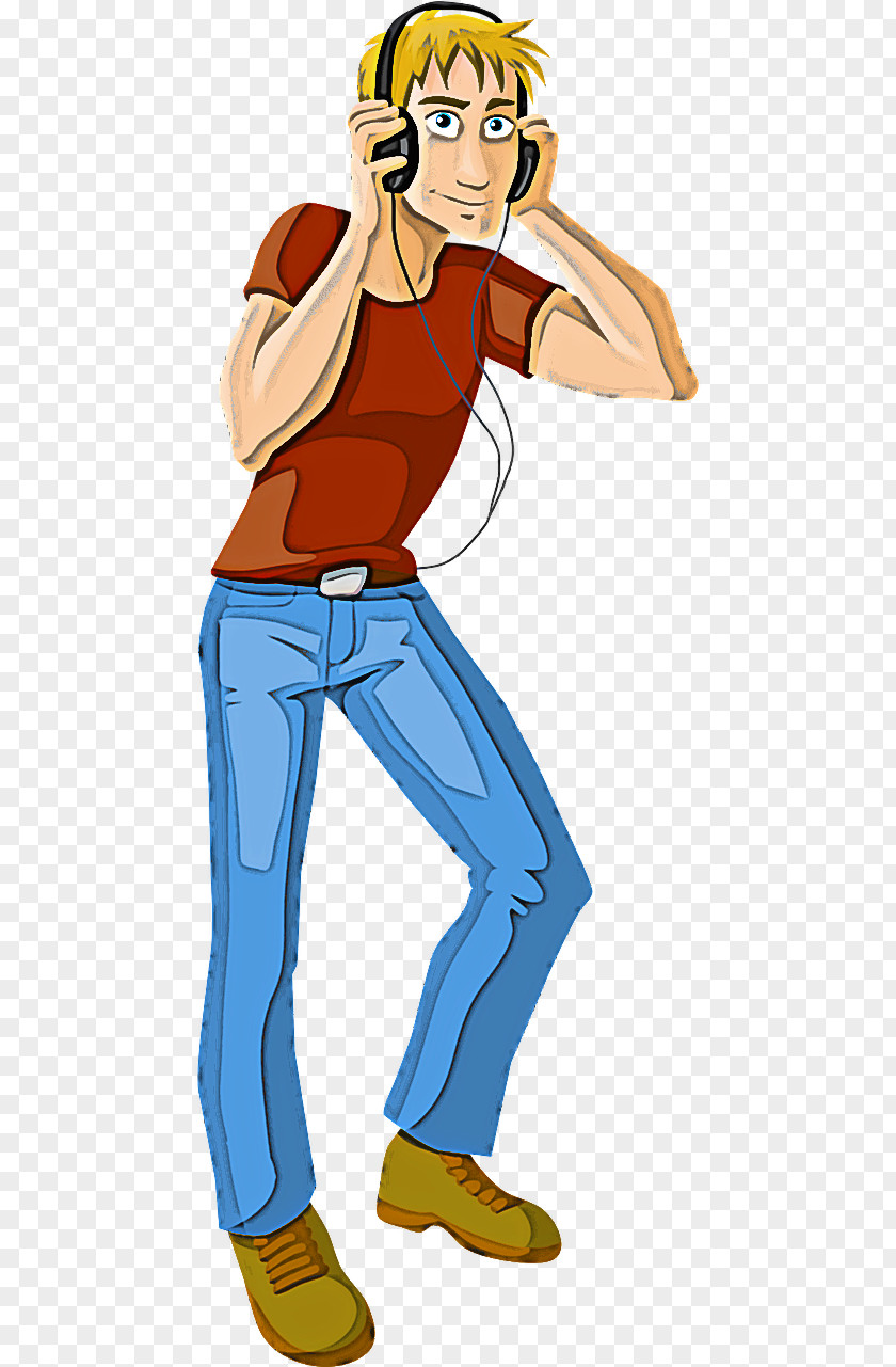 Cartoon Standing Muscle Style Jeans PNG