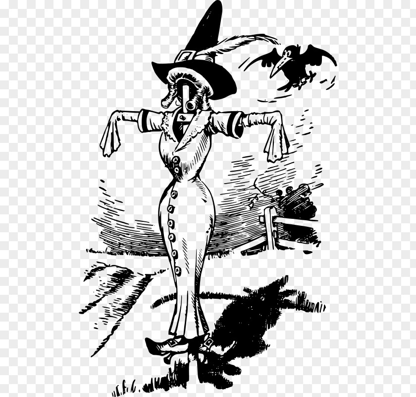 Lady Death Scarecrow Black And White Clip Art PNG