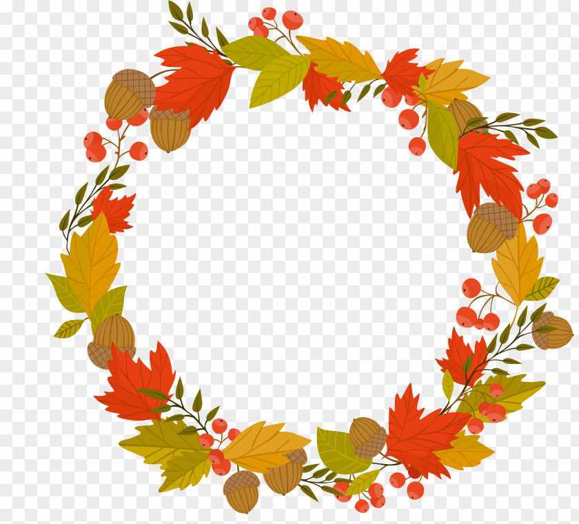 Vector Autumn Fruits Garland Leaf Photography PNG