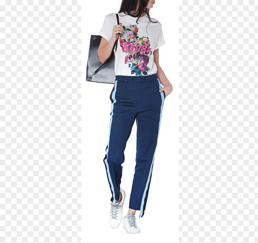 Fashion Woman Printing Jeans Waist Denim Sleeve Shoe PNG