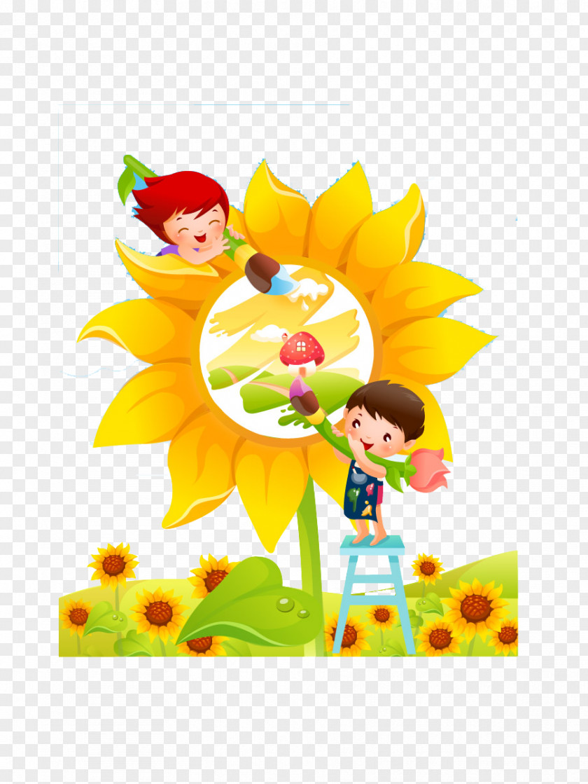 Sunflower Sketchpad Child Display Resolution Wallpaper PNG