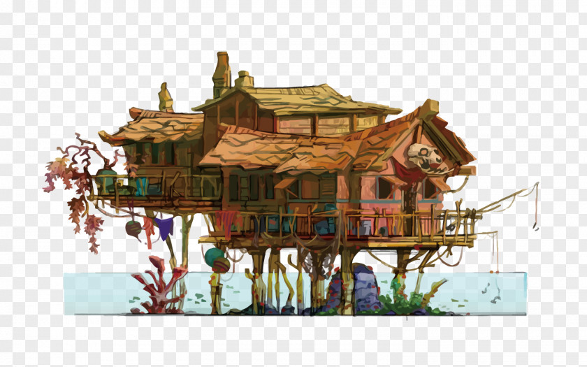 Vector Lake On A Wooden Hut DeviantArt Illustration PNG
