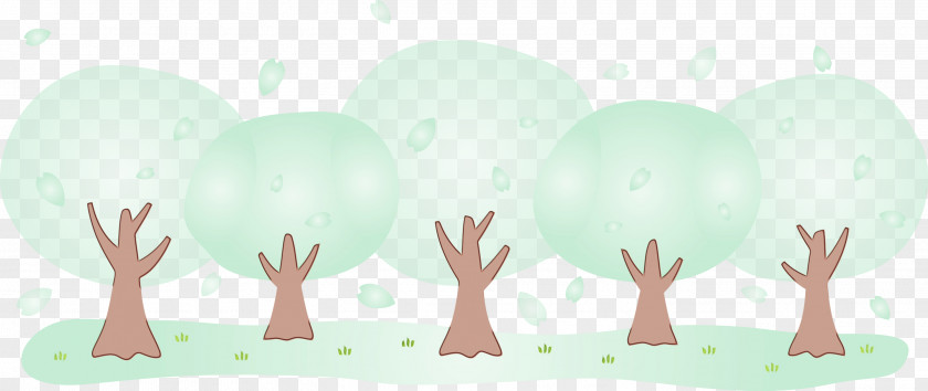 Green Cartoon Grass Tree Hand PNG