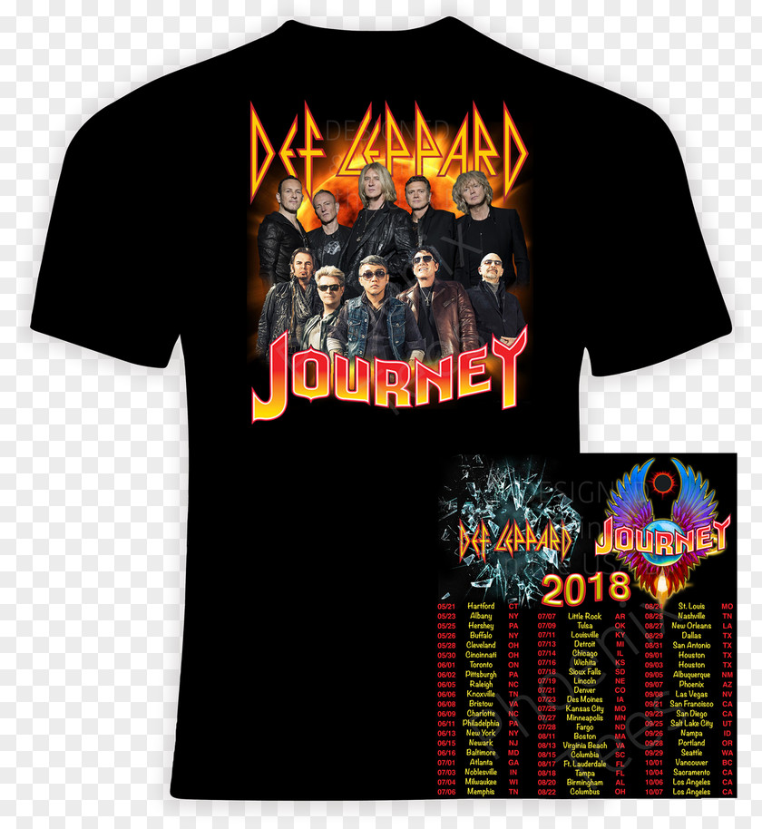 T-shirt Def Leppard & Journey 2018 Tour Madison Square Garden PNG