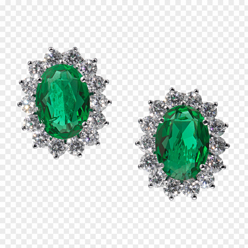 Diamond Stud Earrings Emerald Earring Jewellery Gemstone Silver PNG
