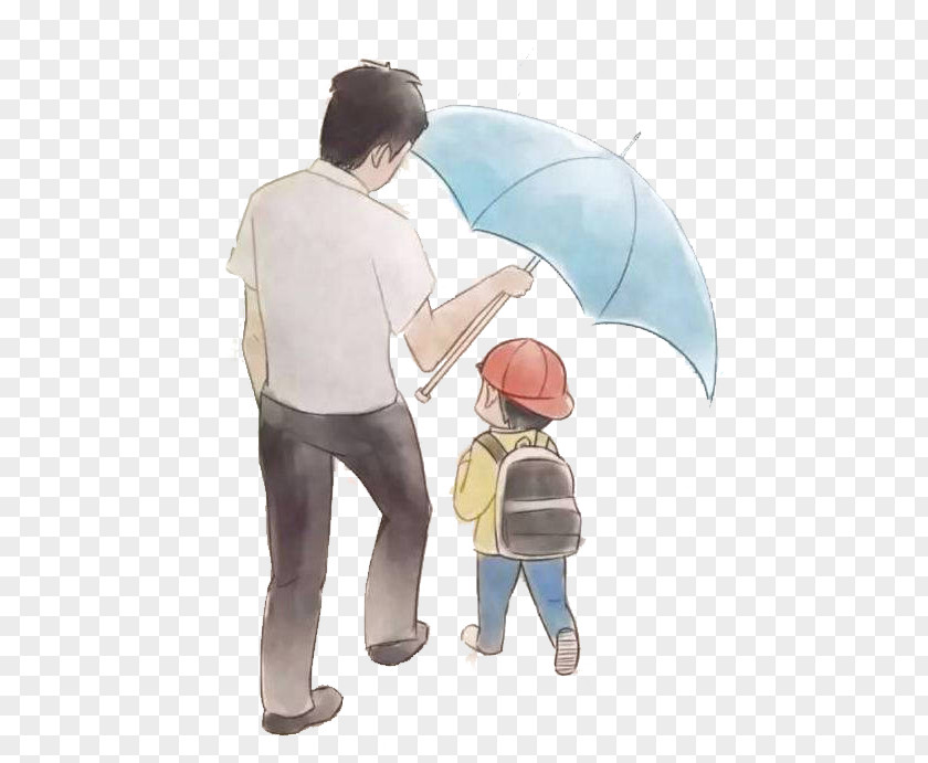 Warm Father And Child Material Figure PNG