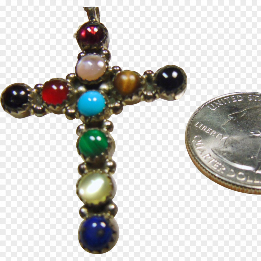 Colored Cross Sterling Silver Turquoise Bead Religion Body Jewellery PNG