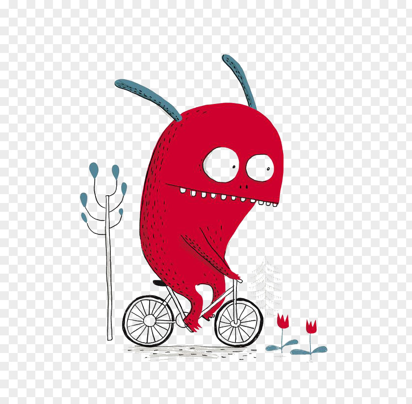 Small Red Monster Cartoon Illustration PNG