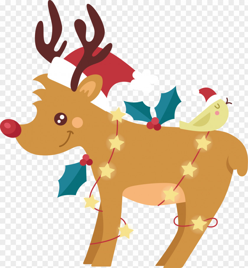 Stars, Lights, Reindeer Rudolph Euclidean Vector Clip Art PNG