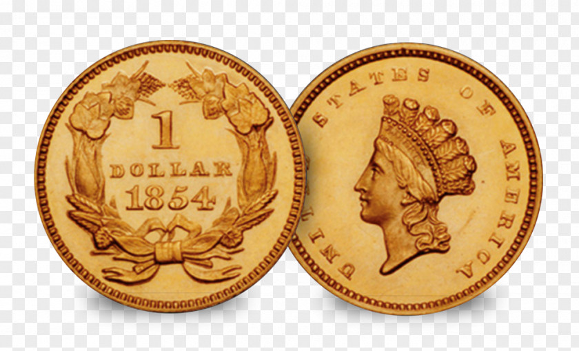 Indian Princess Coin Gold PNG