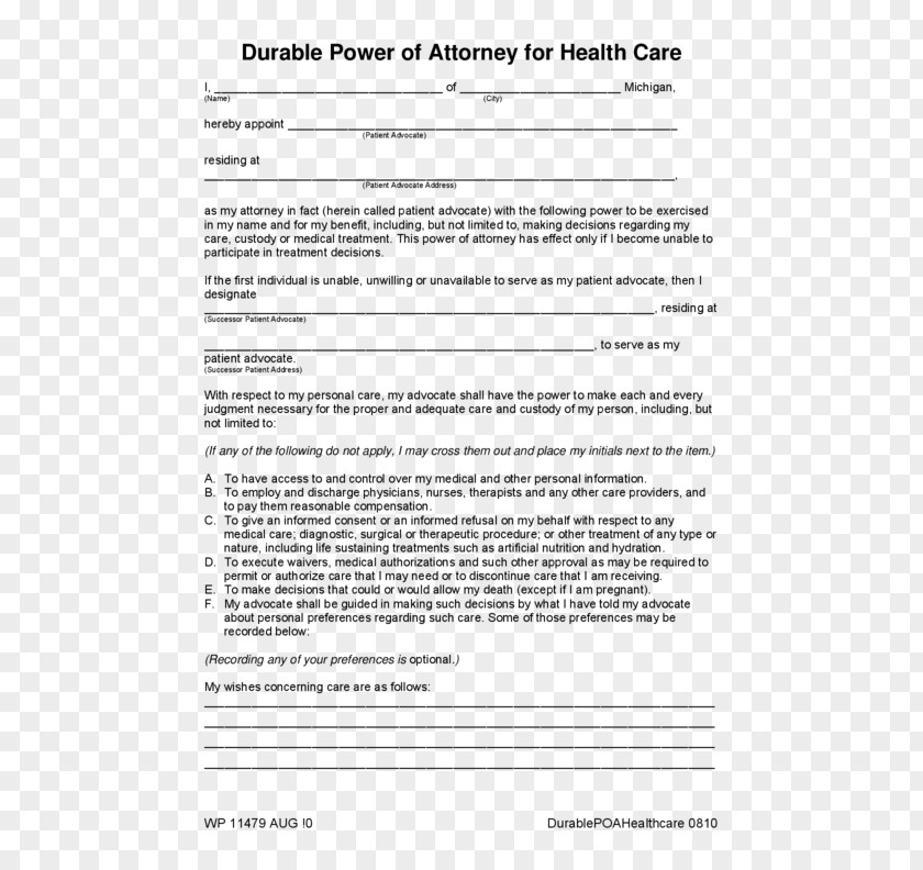 United States Power Of Attorney Health Care Form Healthcare Proxy Advance Directive PNG