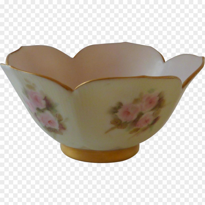Hand-painted Bloom Lotus Tableware Bowl Porcelain Art Nouveau Italian Deco PNG