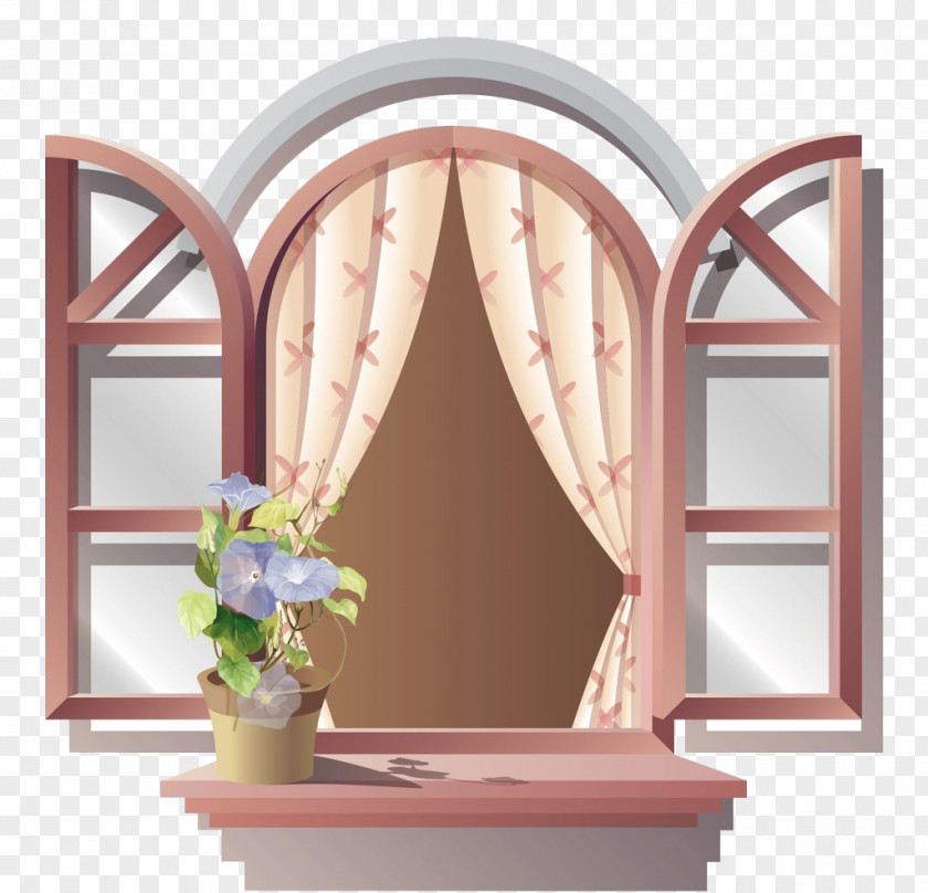Cartoon Windows Window Flowerpot PNG