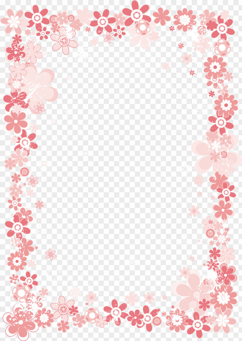 Pink Floral Border Flower Paper Clip Art PNG
