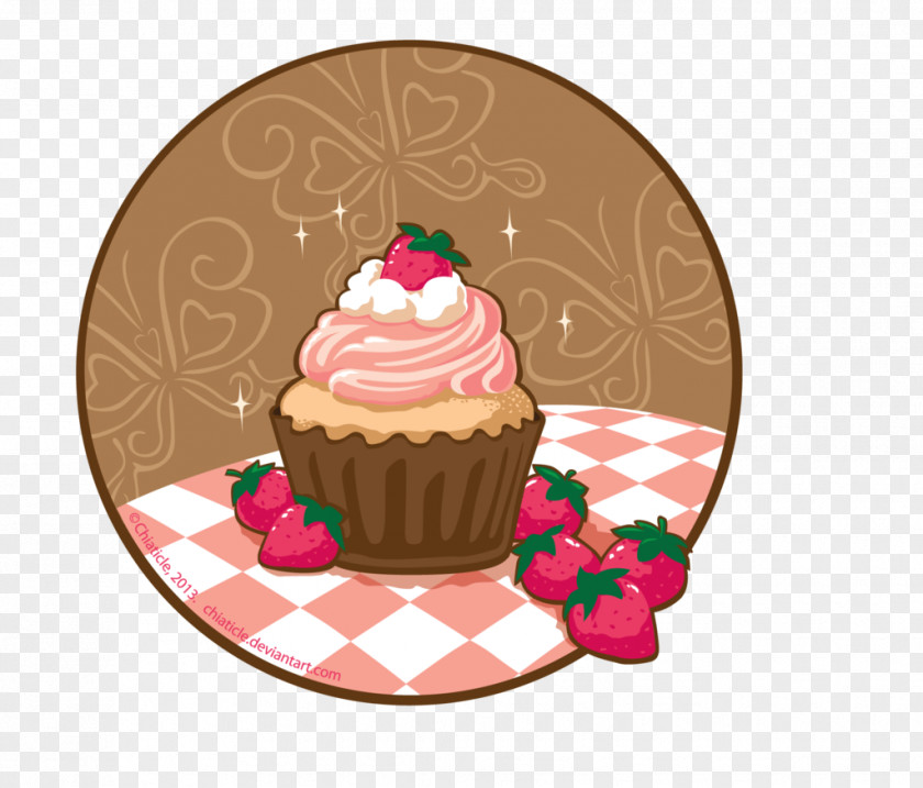 Strawberry Cupcake Buttercream Muffin Flavor Christmas Ornament PNG