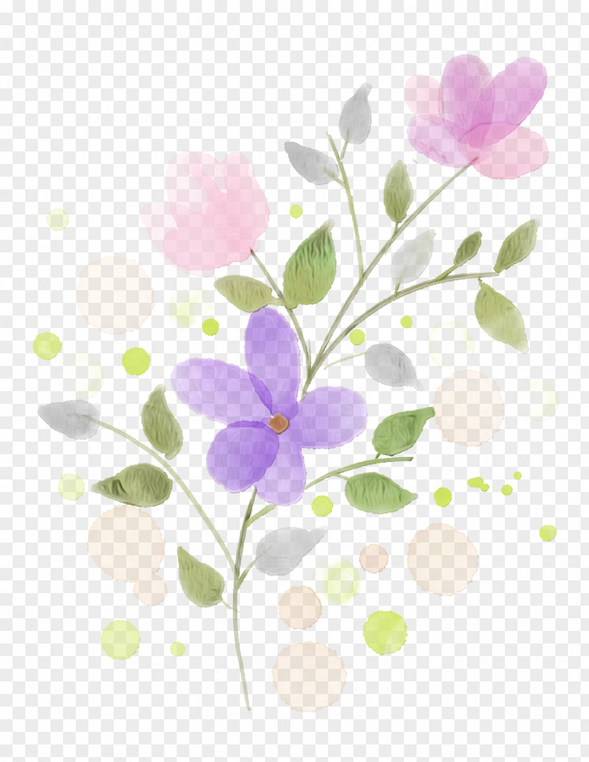 Sweet Peas Plant Stem Purple Watercolor Flower PNG