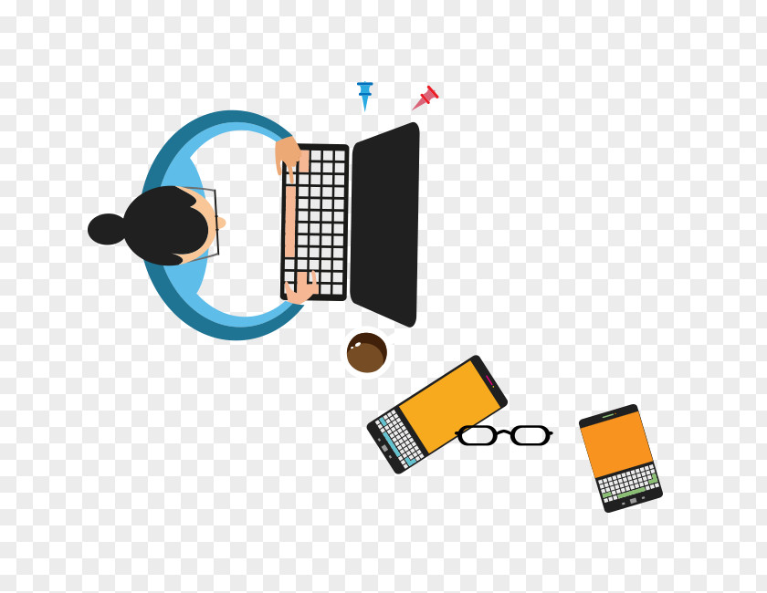 Busy Office Woman Vector PNG