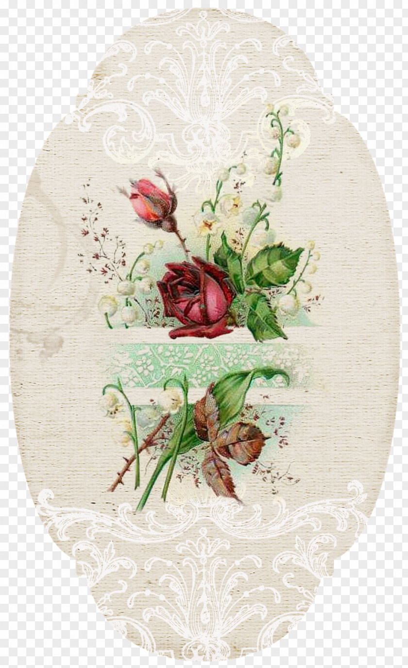 Decoupage Vintage Centerblog Floral Design Cut Flowers Cloth Napkins Vase PNG