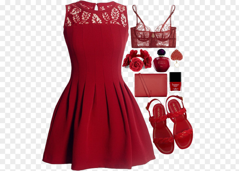 Red Dress And High Heels High-heeled Footwear Shoe Clothing PNG