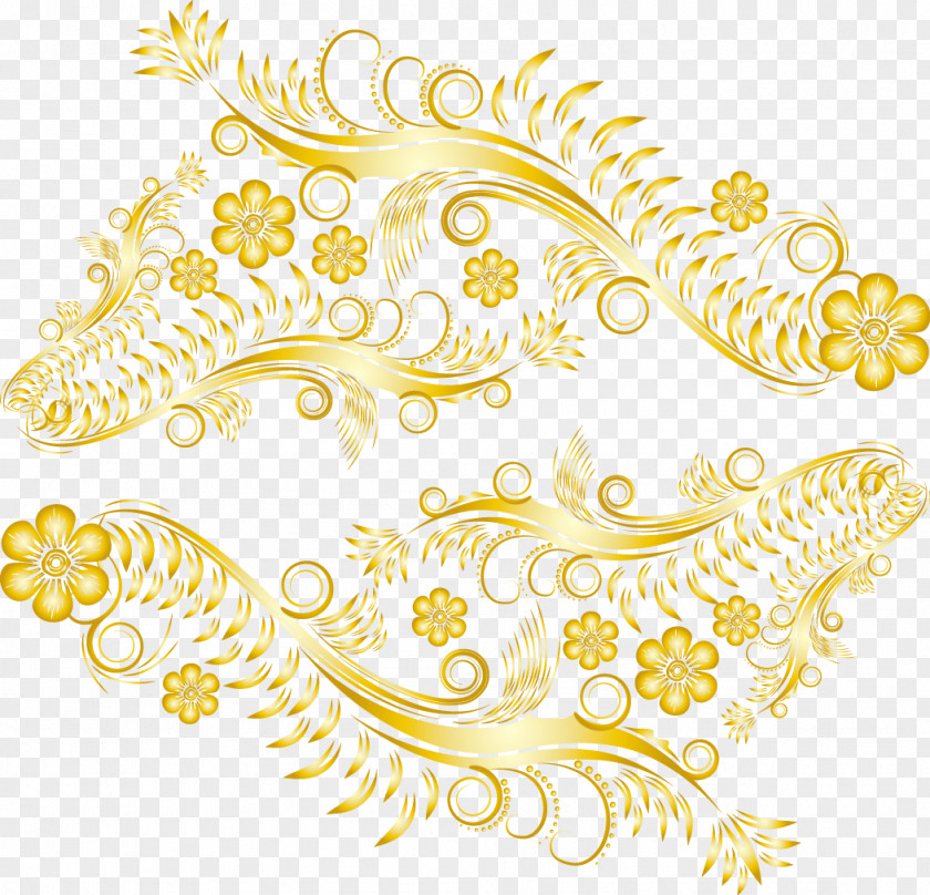 Europe Gold Lace Pattern Material PNG