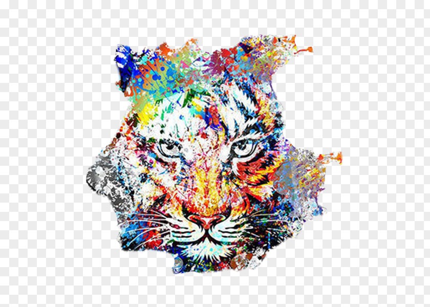 Color Flame Tiger Abstract Art Watercolor Painting Drawing PNG