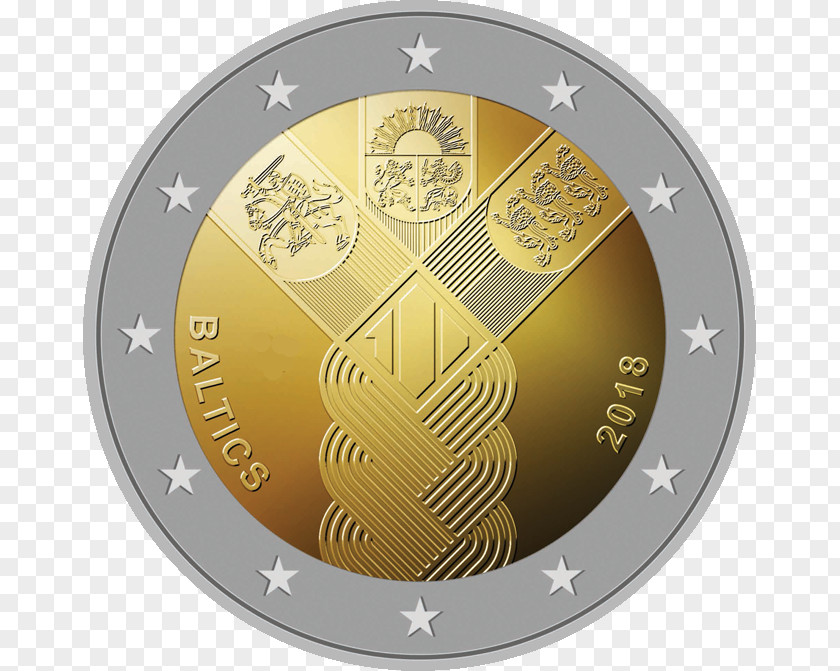 Euro 2 Coin Estonia Coins Latvia PNG