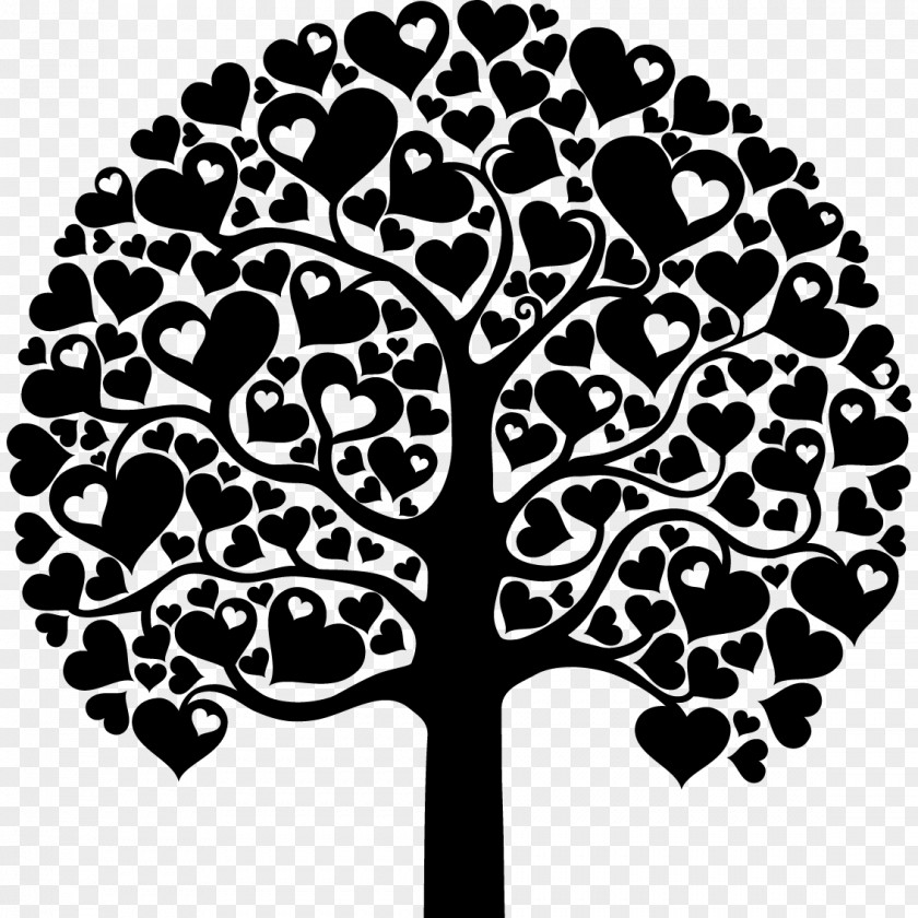 Love Tree Black And White Silhouette PNG